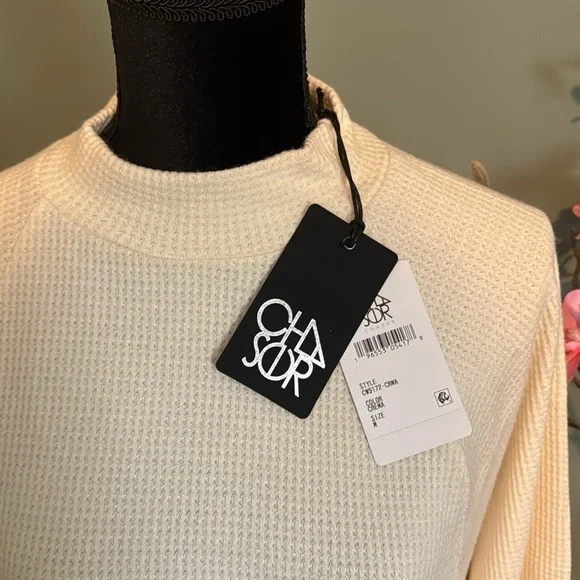 NWT Chaser Cream Waffle Pattern Pullover - Picture 2 of 5